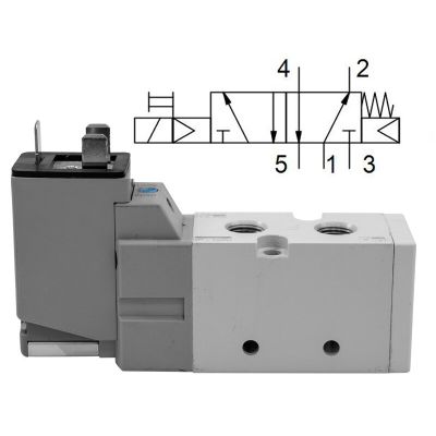 5/2-Wege-Elektromagnetventil, monostabil